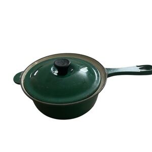 Le Creuset Forest Green Cast Iron Saucepan with Lid